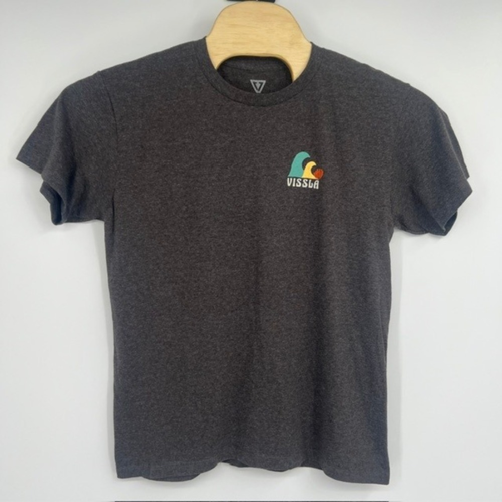 Vissla Everyday Heather Graphic T-Shirt Charcoal Gray Wave Surf Youth XL